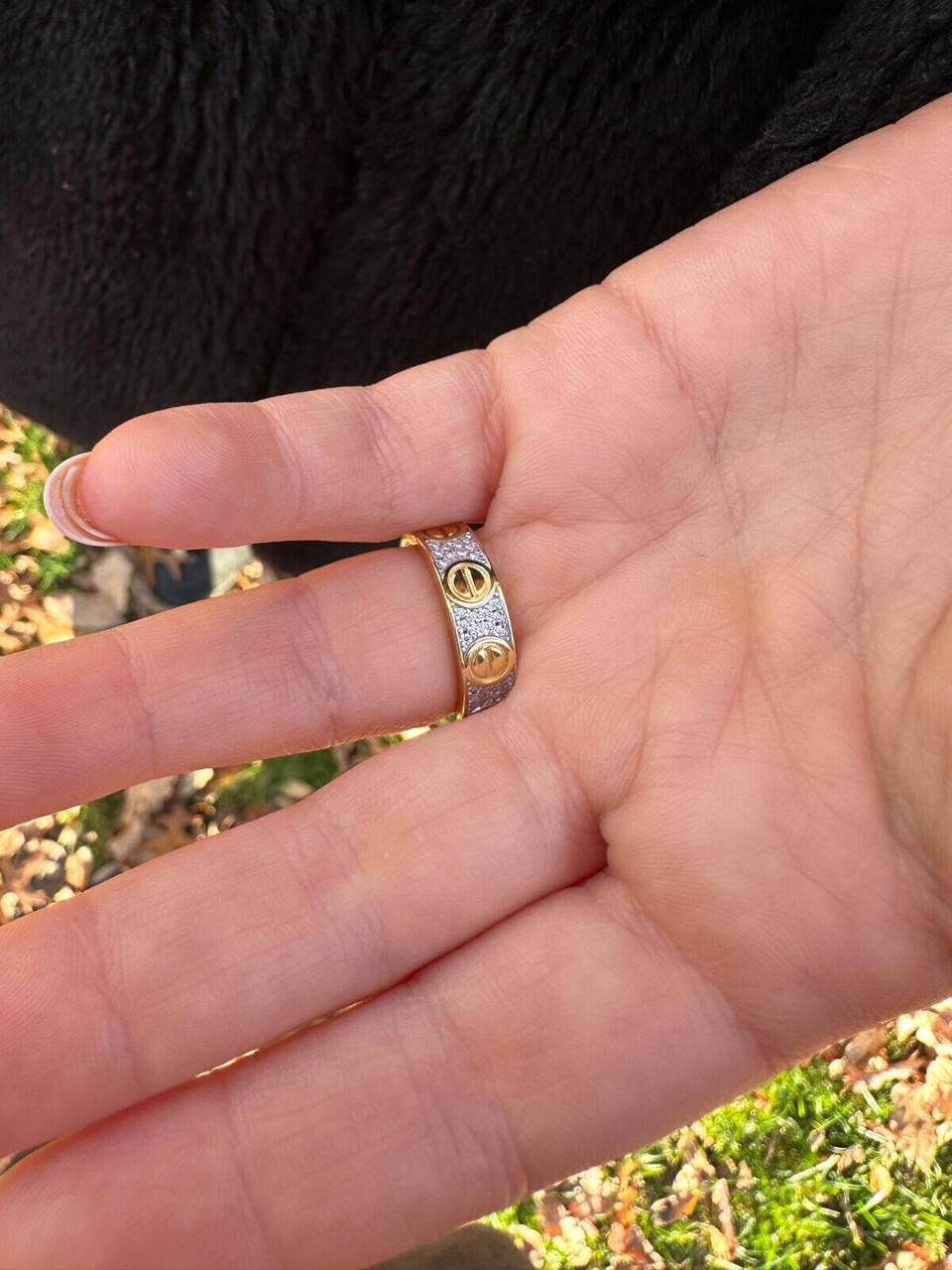 HarlemBling Real Moissanite "Screw" Eternity Band Love Ring 14k Gold Vermeil 925 Silver 5mm