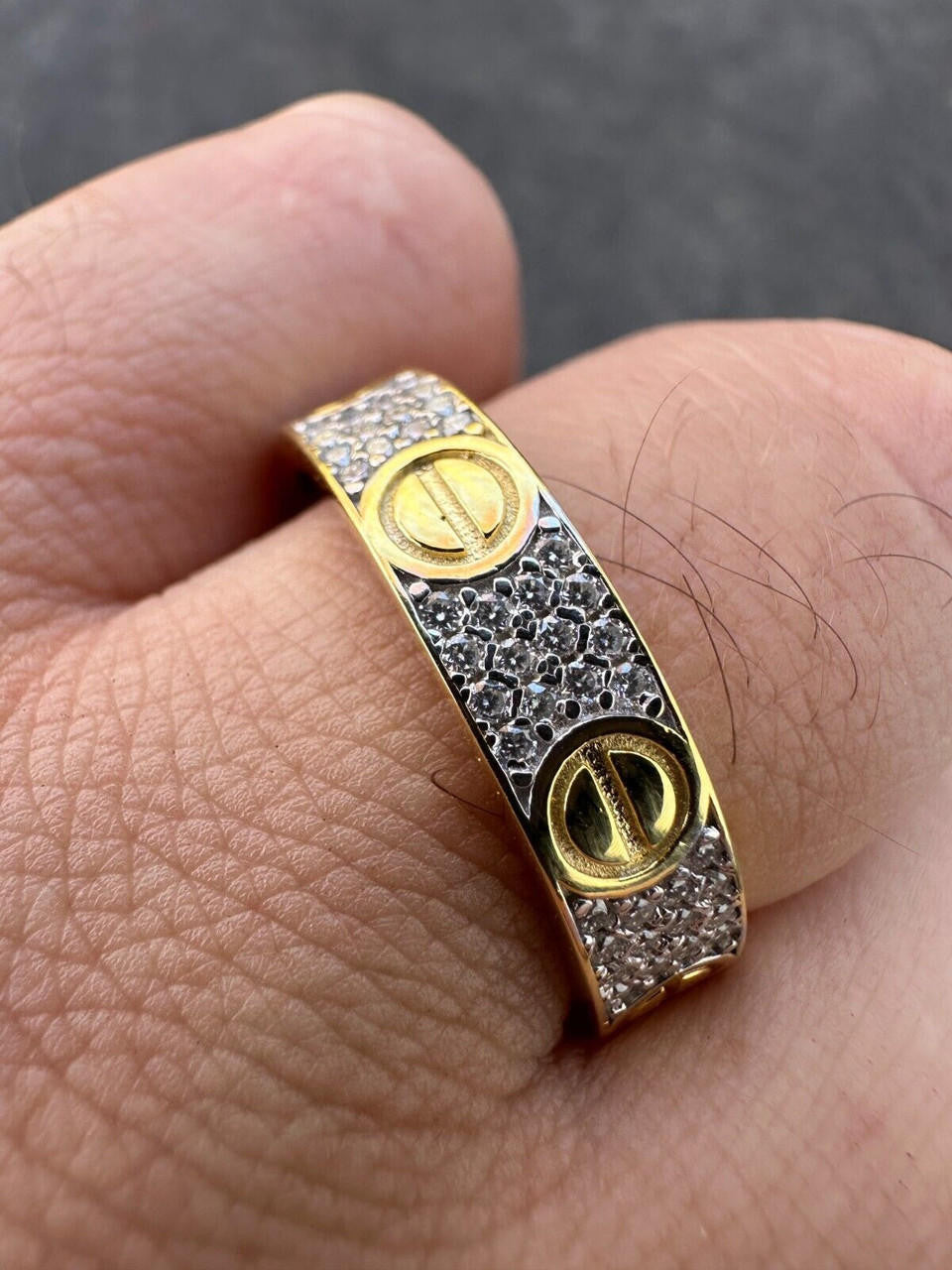 HarlemBling Real Moissanite "Screw" Eternity Band Love Ring 14k Gold Vermeil 925 Silver 5mm