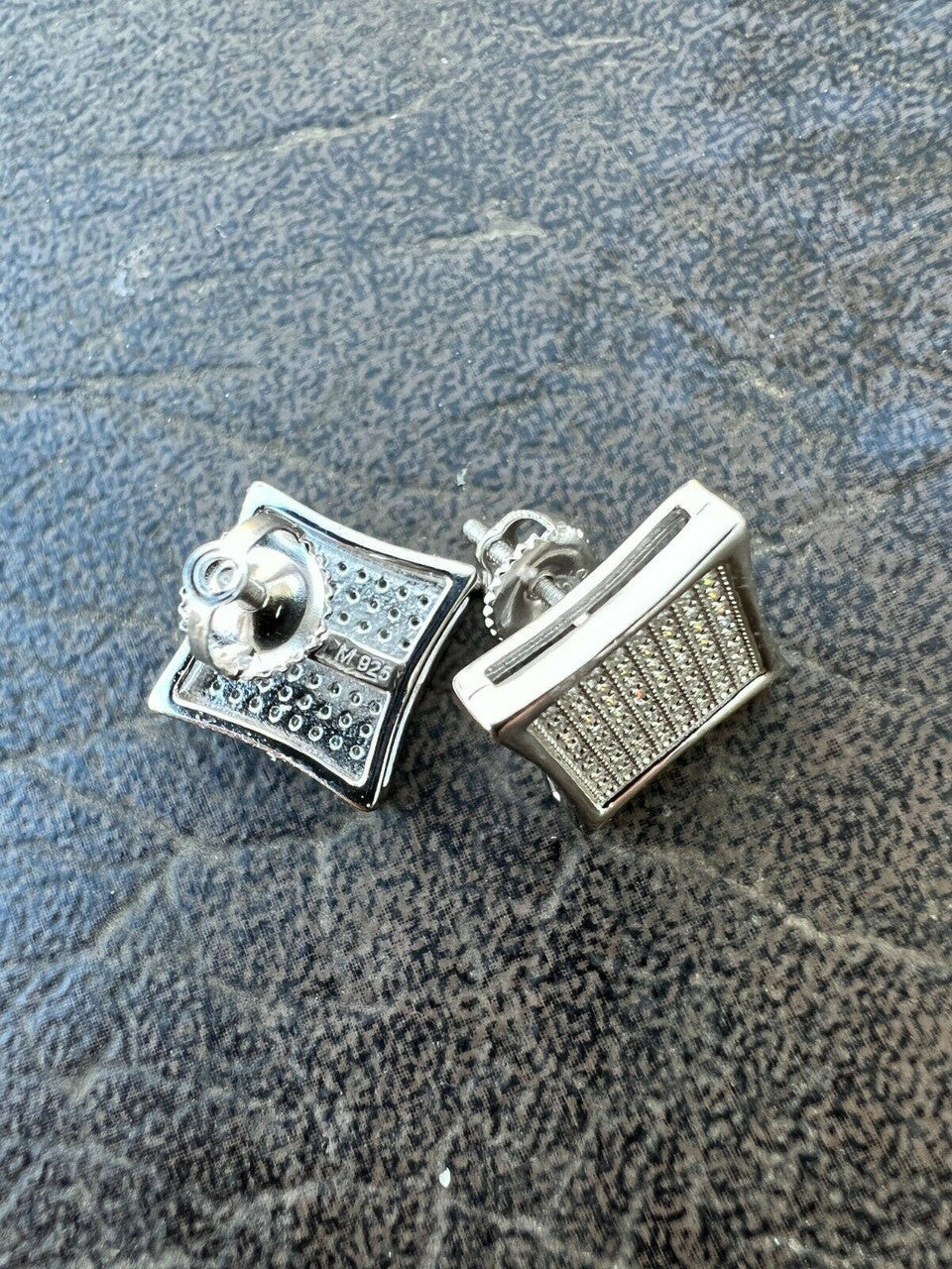 HarlemBling Real Moissanite Screwback Square Kite Earrings Passes Diamond Tester 4mm-18mm