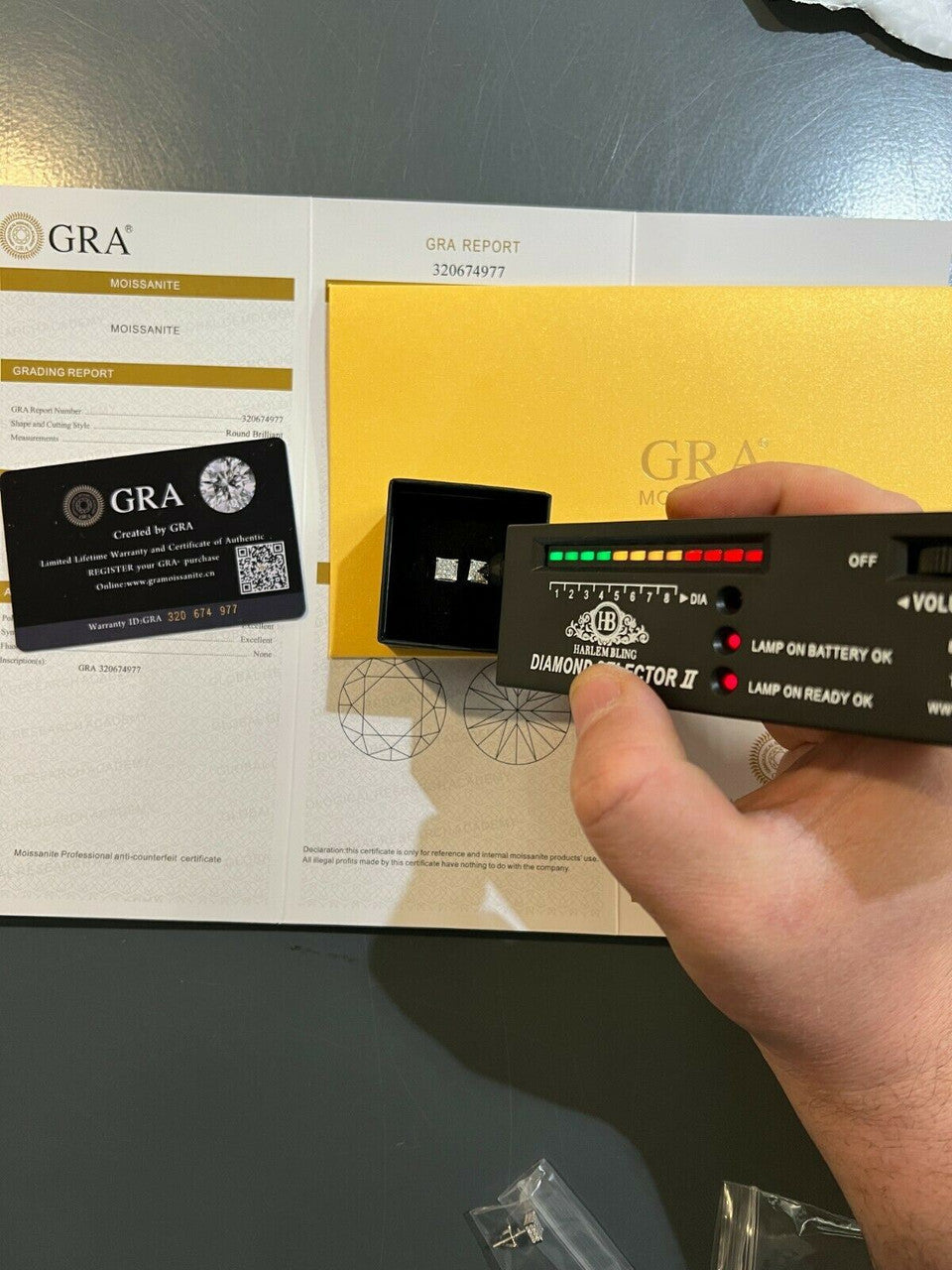 HarlemBling Real Moissanite Silver Small Cube Iced Hip Hop Earrings Stud Pass Diamond Tester