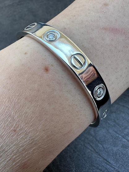 HarlemBling Real MOISSANITE Solid 925 Silver Bangle Bracelet Mens Or Ladies