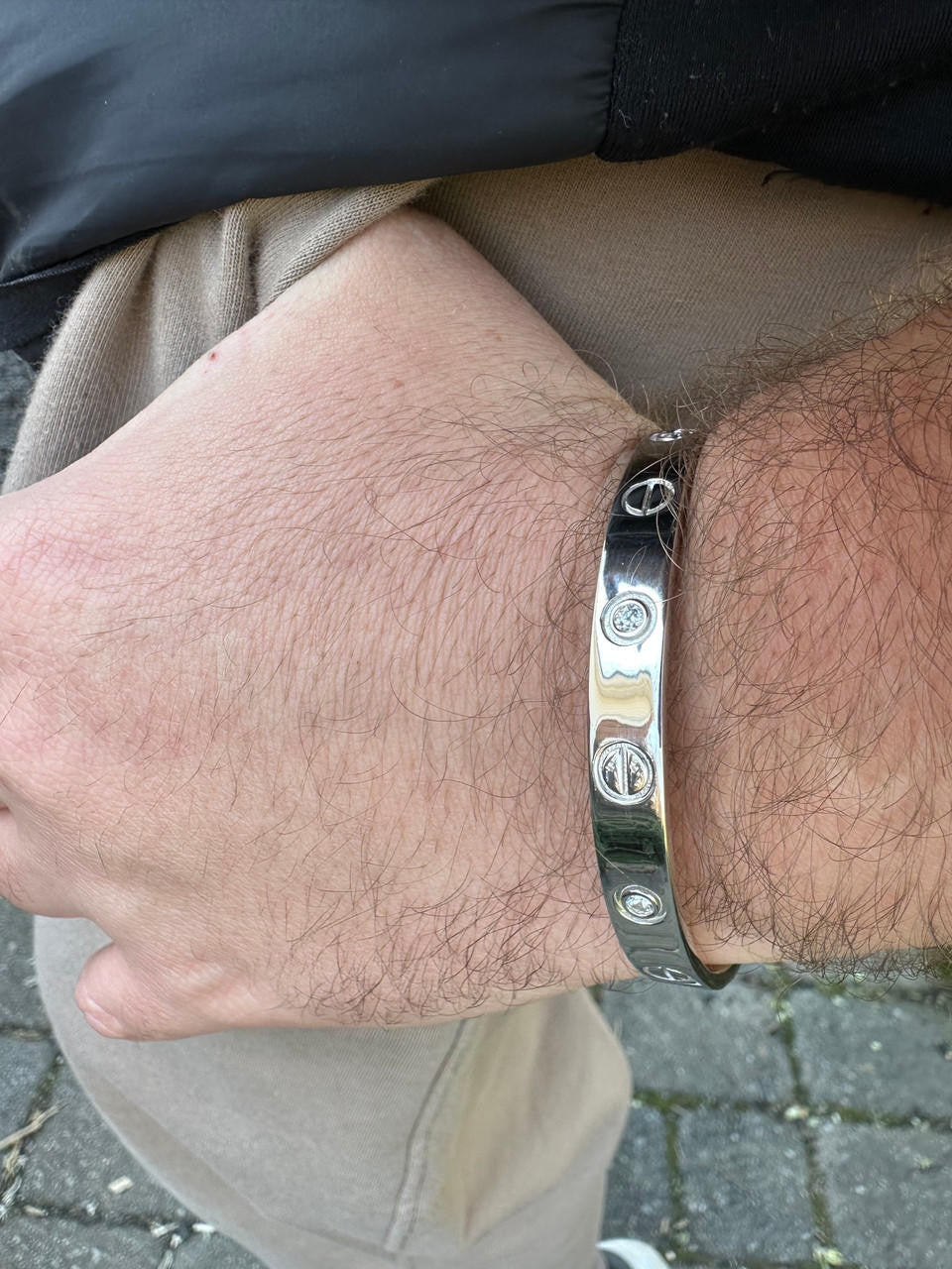 HarlemBling Real MOISSANITE Solid 925 Silver Bangle Bracelet Mens Or Ladies