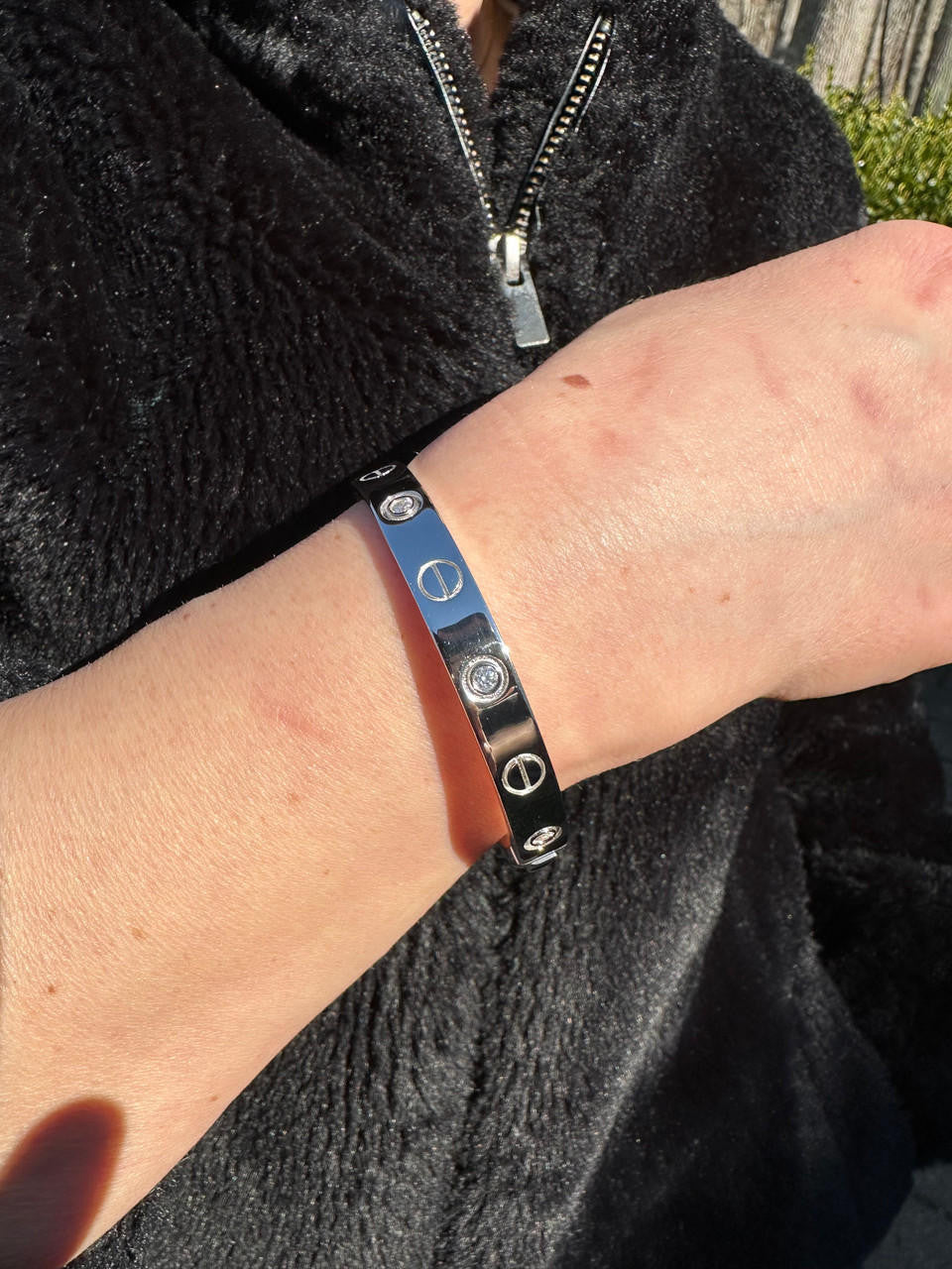 HarlemBling Real MOISSANITE Solid 925 Silver Bangle Bracelet Mens Or Ladies