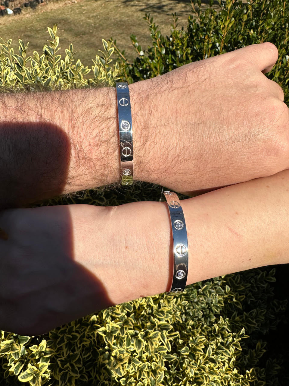 HarlemBling Real MOISSANITE Solid 925 Silver Bangle Bracelet Mens Or Ladies