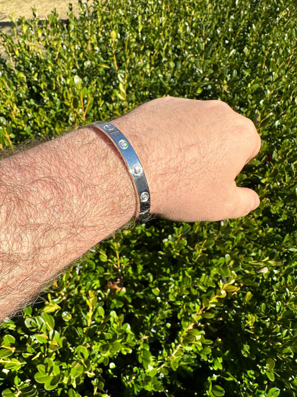 HarlemBling Real MOISSANITE Solid 925 Silver Bangle Bracelet Mens Or Ladies