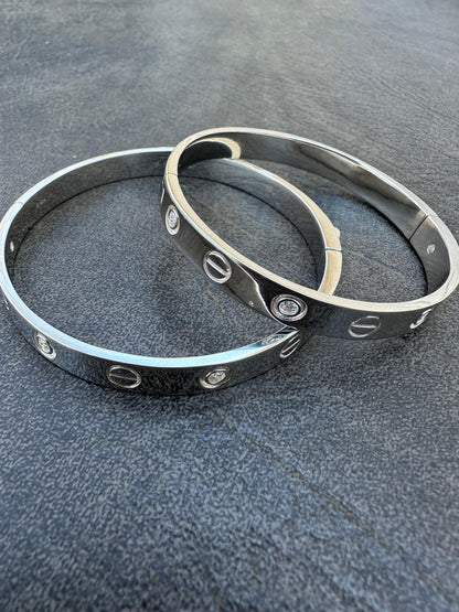 HarlemBling Real MOISSANITE Solid 925 Silver Bangle Bracelet Mens Or Ladies