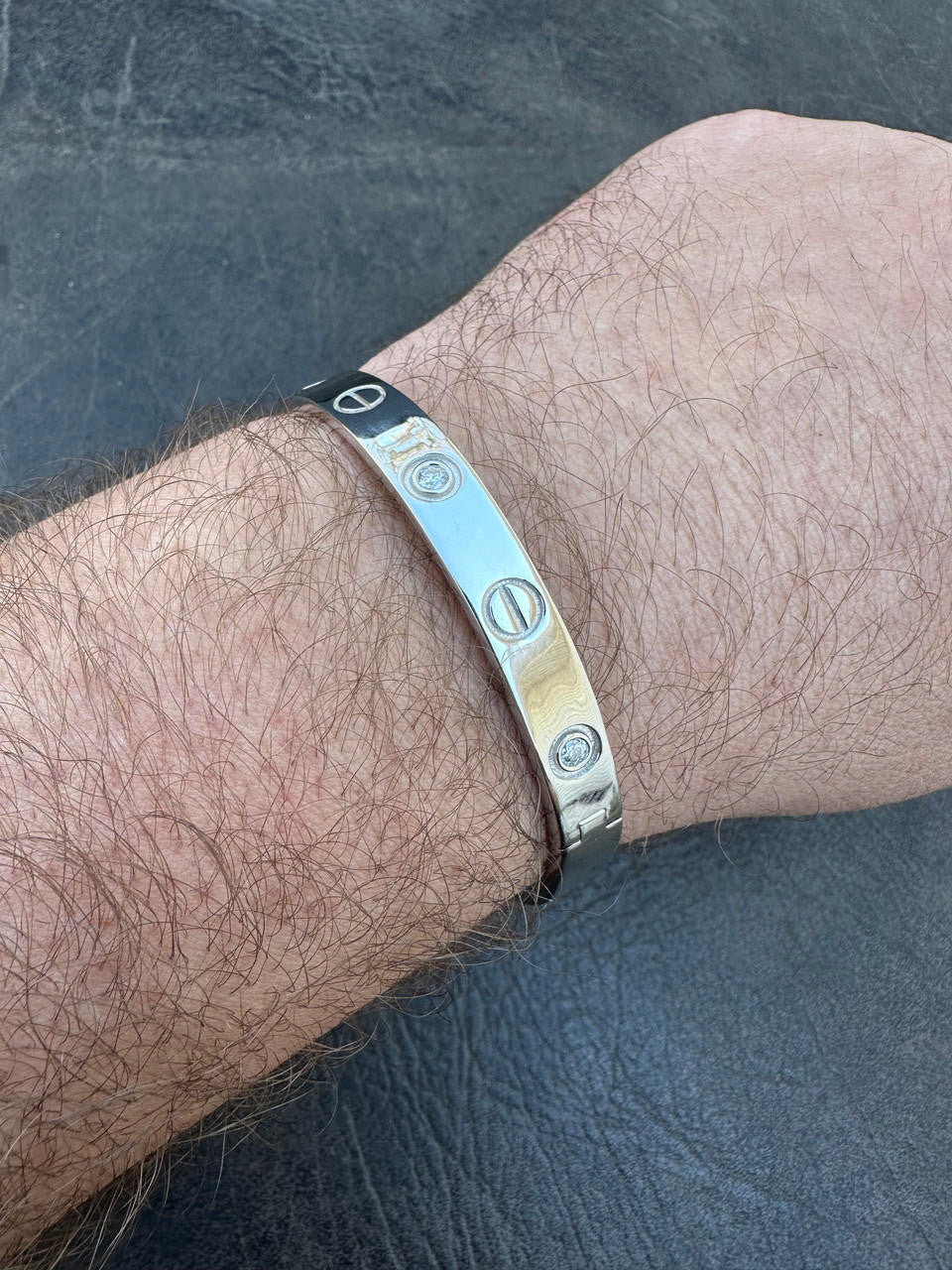 HarlemBling Real MOISSANITE Solid 925 Silver Bangle Bracelet Mens Or Ladies