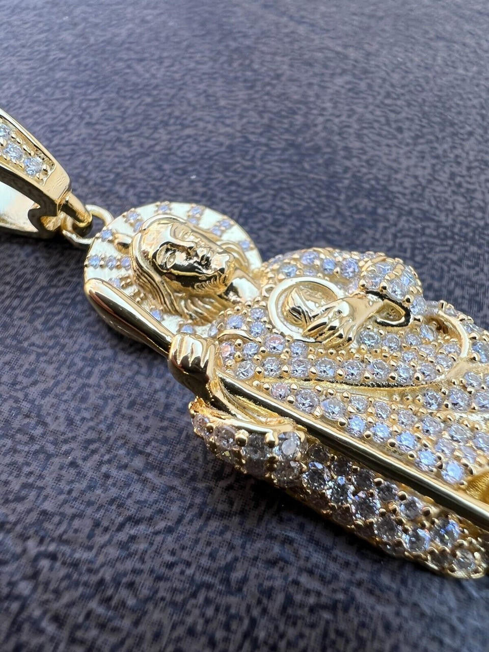 HarlemBling Real MOISSANITE Solid 925 Silver St Jude San Judas Tadeo Iced Pendant Necklace