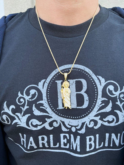 HarlemBling Real MOISSANITE Solid 925 Silver St Jude San Judas Tadeo Iced Pendant Necklace