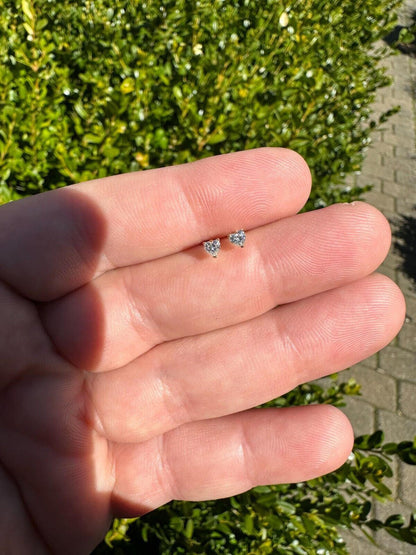 HarlemBling Real Moissanite Solitaire Stud Earrings Heart Shape Cut 14k Gold Over 925 Silver