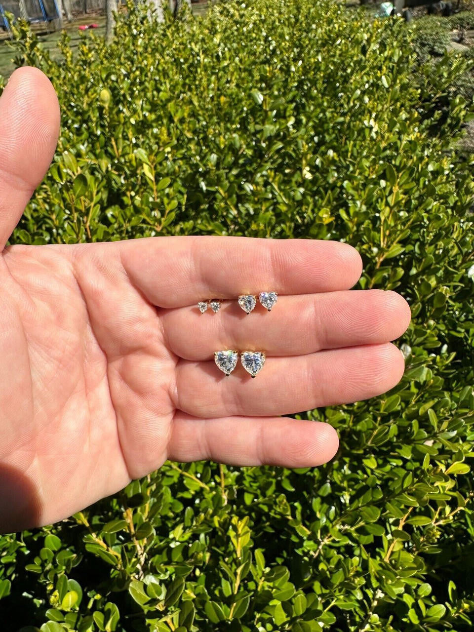 HarlemBling Real Moissanite Solitaire Stud Earrings Heart Shape Cut 14k Gold Over 925 Silver