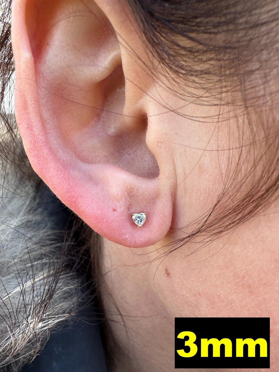 HarlemBling Real Moissanite Solitaire Stud Earrings Heart Shape Cut 14k Gold Over 925 Silver