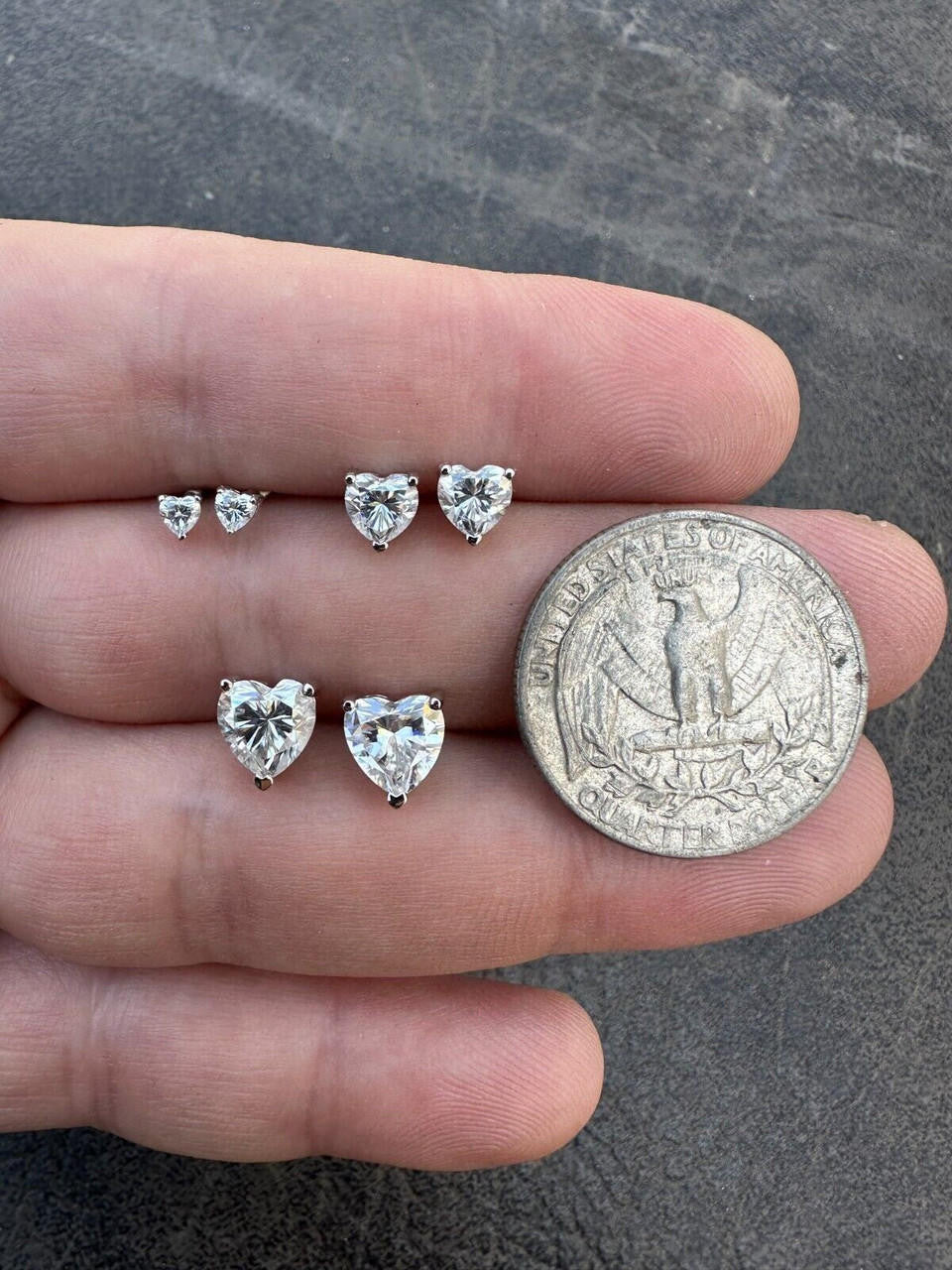 HarlemBling Real Moissanite Solitaire Stud Earrings Heart Shaped Fancy Cut 925 Silver 3-7mm