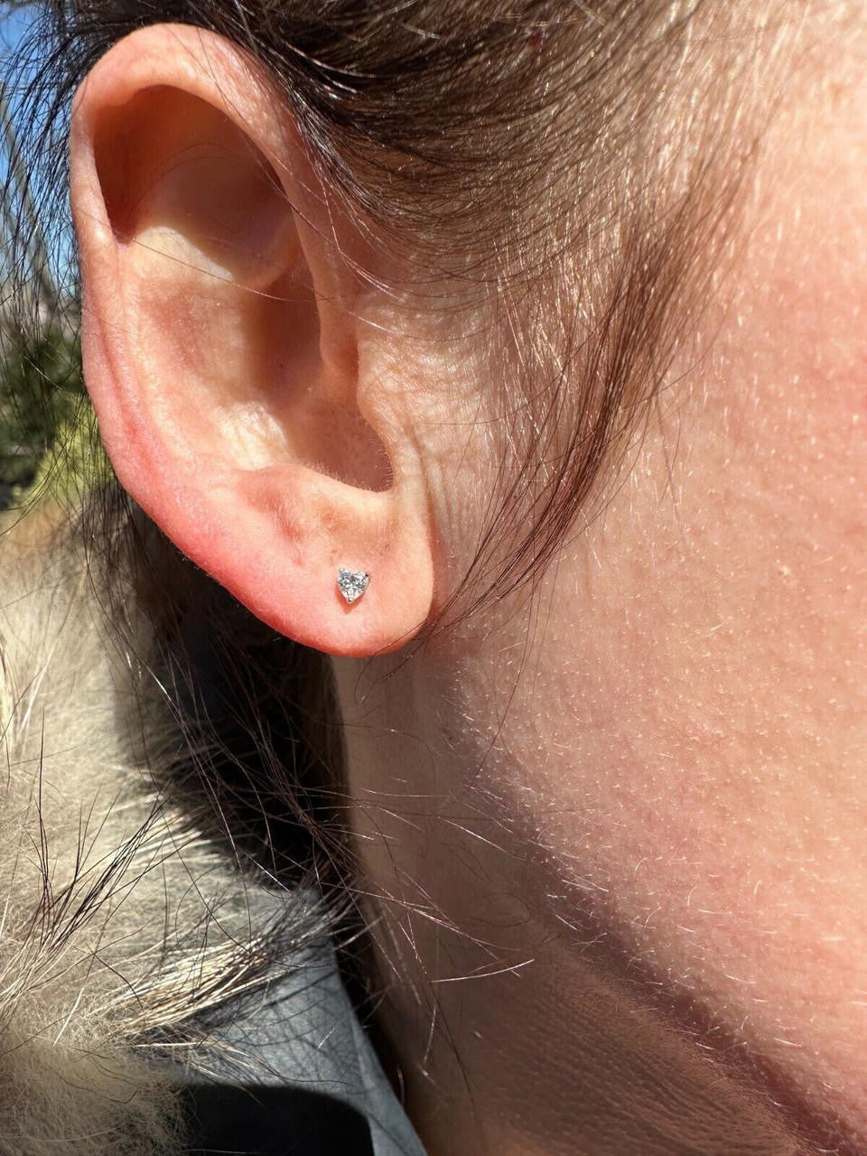 HarlemBling Real Moissanite Solitaire Stud Earrings Heart Shaped Fancy Cut 925 Silver 3-7mm