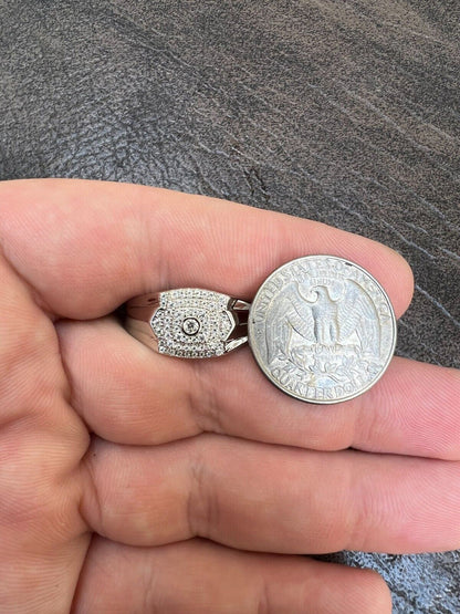 HarlemBling Real MOISSANITE Square Pinky Ring 925 Silver Hip Hop Iced Pass Diamond Tester