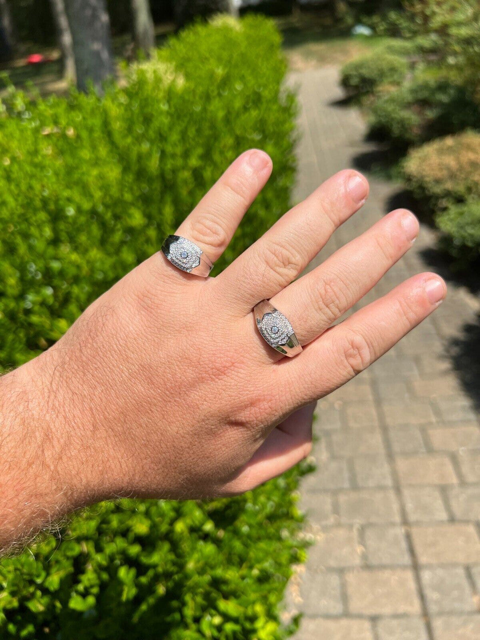 HarlemBling Real MOISSANITE Square Pinky Ring 925 Silver Hip Hop Iced Pass Diamond Tester