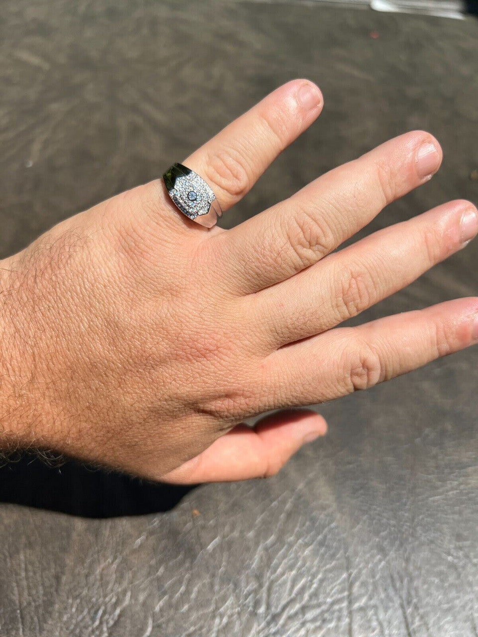 HarlemBling Real MOISSANITE Square Pinky Ring 925 Silver Hip Hop Iced Pass Diamond Tester