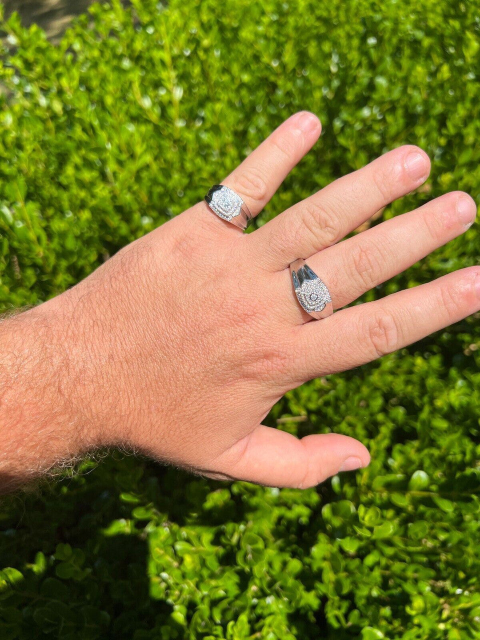 HarlemBling Real MOISSANITE Square Pinky Ring 925 Silver Hip Hop Iced Pass Diamond Tester