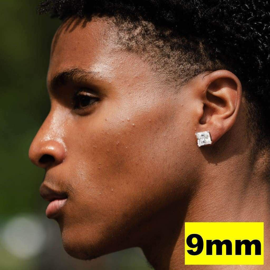 HarlemBling Real MOISSANITE Square Princess Stud Earrings 925 Silver Passes Diamond Tester