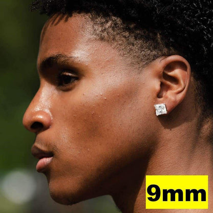 HarlemBling Real MOISSANITE Square Princess Stud Earrings 925 Silver Passes Diamond Tester