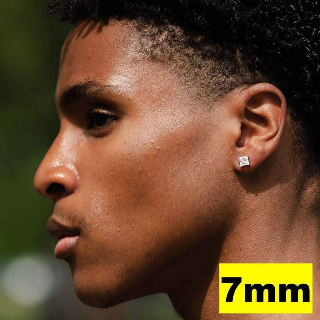 HarlemBling Real MOISSANITE Square Princess Stud Earrings 925 Silver Passes Diamond Tester