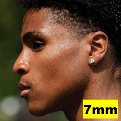 HarlemBling Real MOISSANITE Square Princess Stud Earrings 925 Silver Passes Diamond Tester