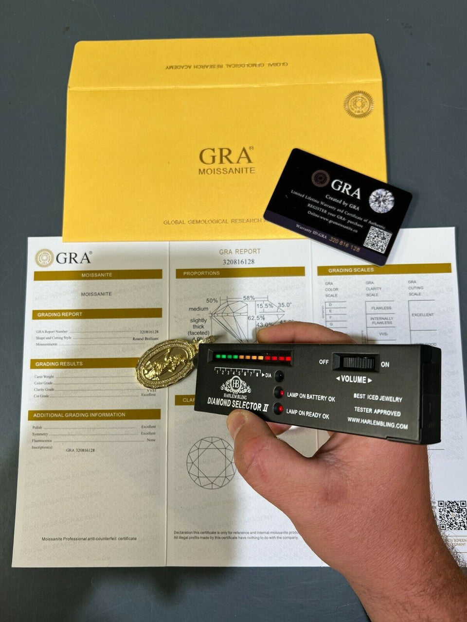 HarlemBling Real Moissanite St Christopher Necklace Pendant Iced Medallion Pass Diamond Test