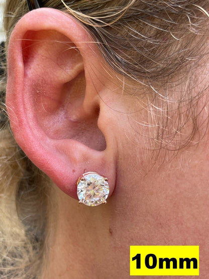 HarlemBling Real Moissanite Stud Earrings Diamond Tester Size 0.4-8ct 14k Rose Gold Vermeil