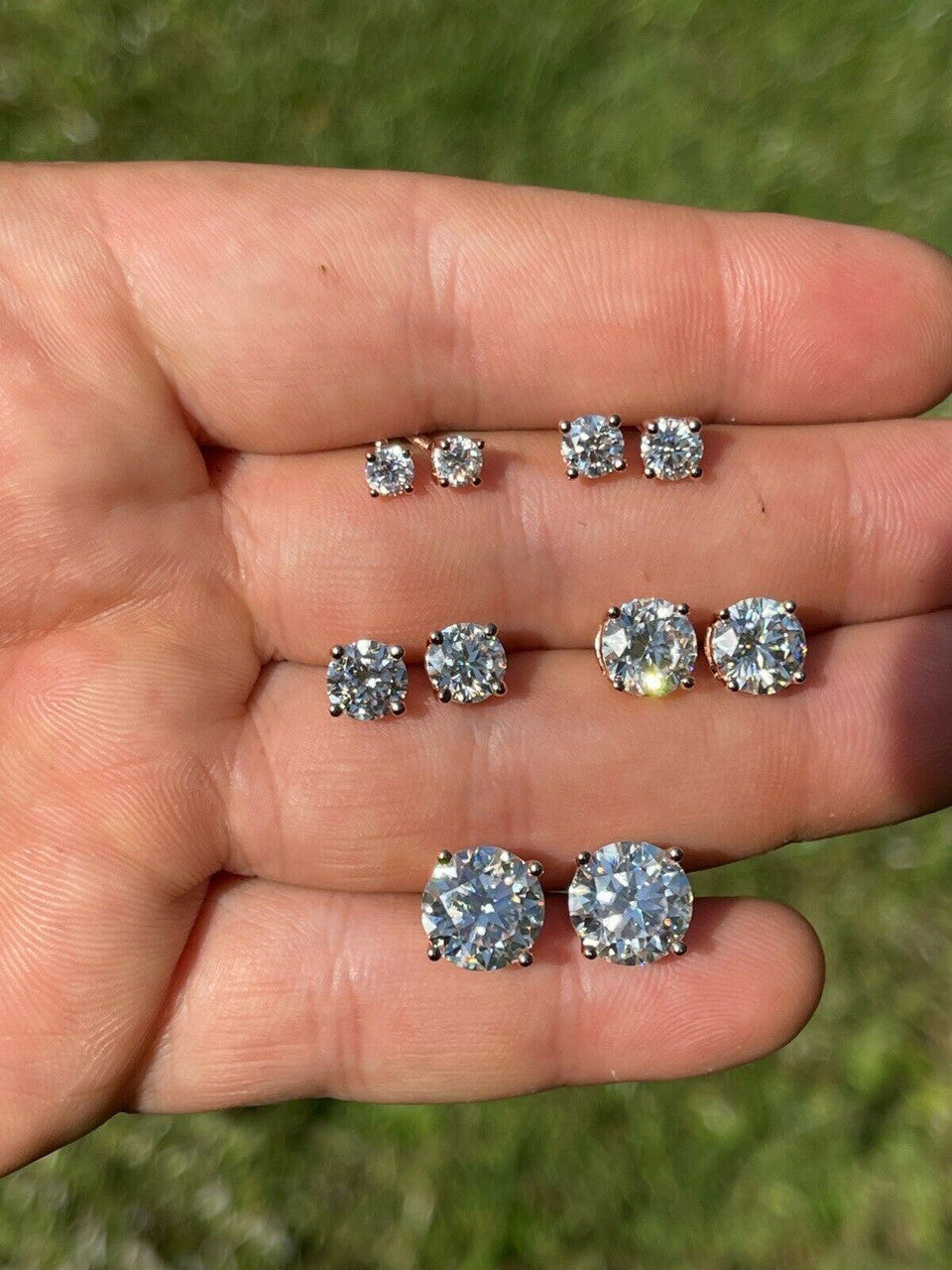 HarlemBling Real Moissanite Stud Earrings Diamond Tester Size 0.4-8ct 14k Rose Gold Vermeil