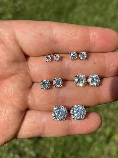 HarlemBling Real Moissanite Stud Earrings Diamond Tester Size 0.4-8ct 14k Rose Gold Vermeil