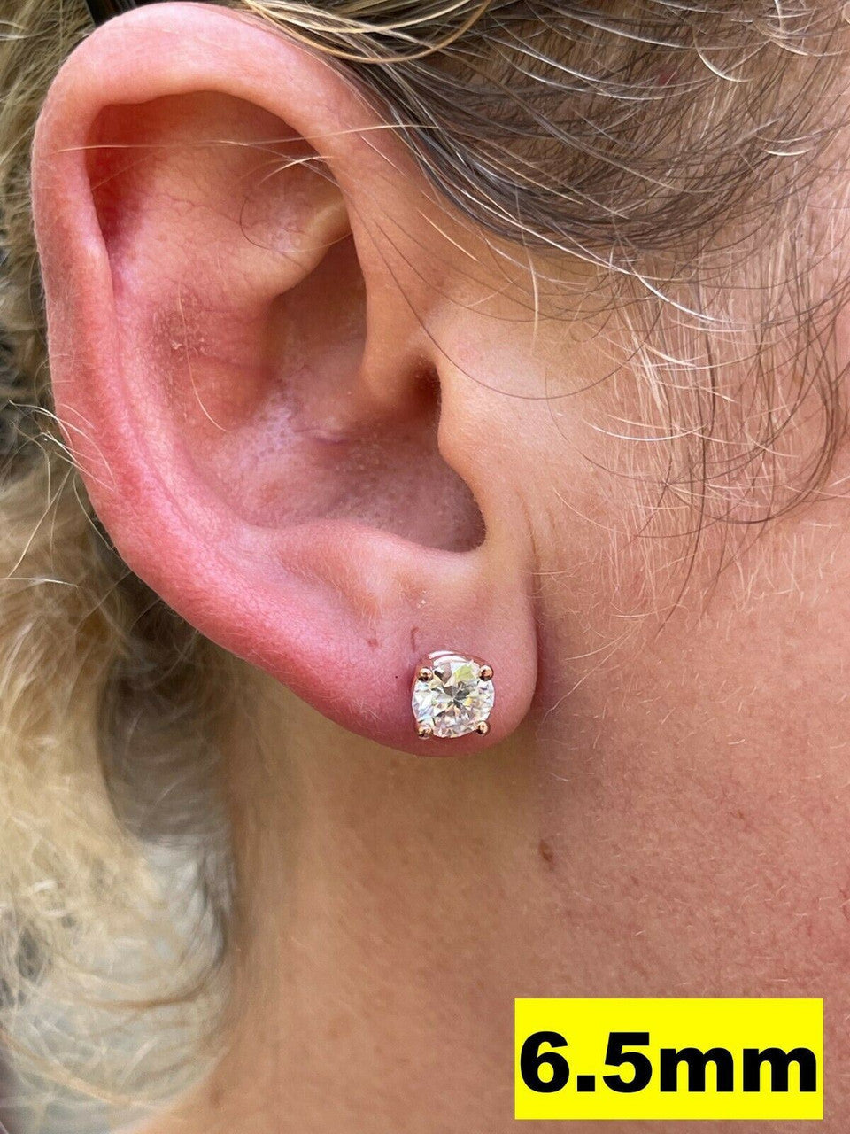 HarlemBling Real Moissanite Stud Earrings Diamond Tester Size 0.4-8ct 14k Rose Gold Vermeil