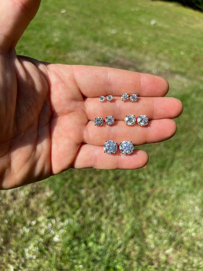 HarlemBling Real Moissanite Stud Earrings Diamond Tester Size 0.4-8ct 14k Rose Gold Vermeil