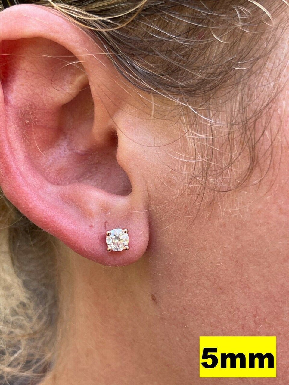 HarlemBling Real Moissanite Stud Earrings Diamond Tester Size 0.4-8ct 14k Rose Gold Vermeil