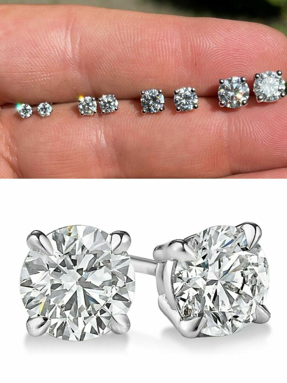 HarlemBling Real Moissanite Stud Earrings, Mens and Ladies, All Sizes 0.2-2ct