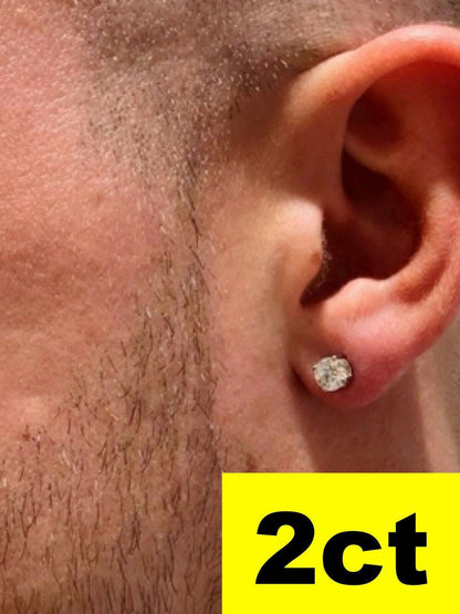 HarlemBling Real Moissanite Stud Earrings Pass Diamond Tester Size 0.2-2ct 14k Gold Vermeil