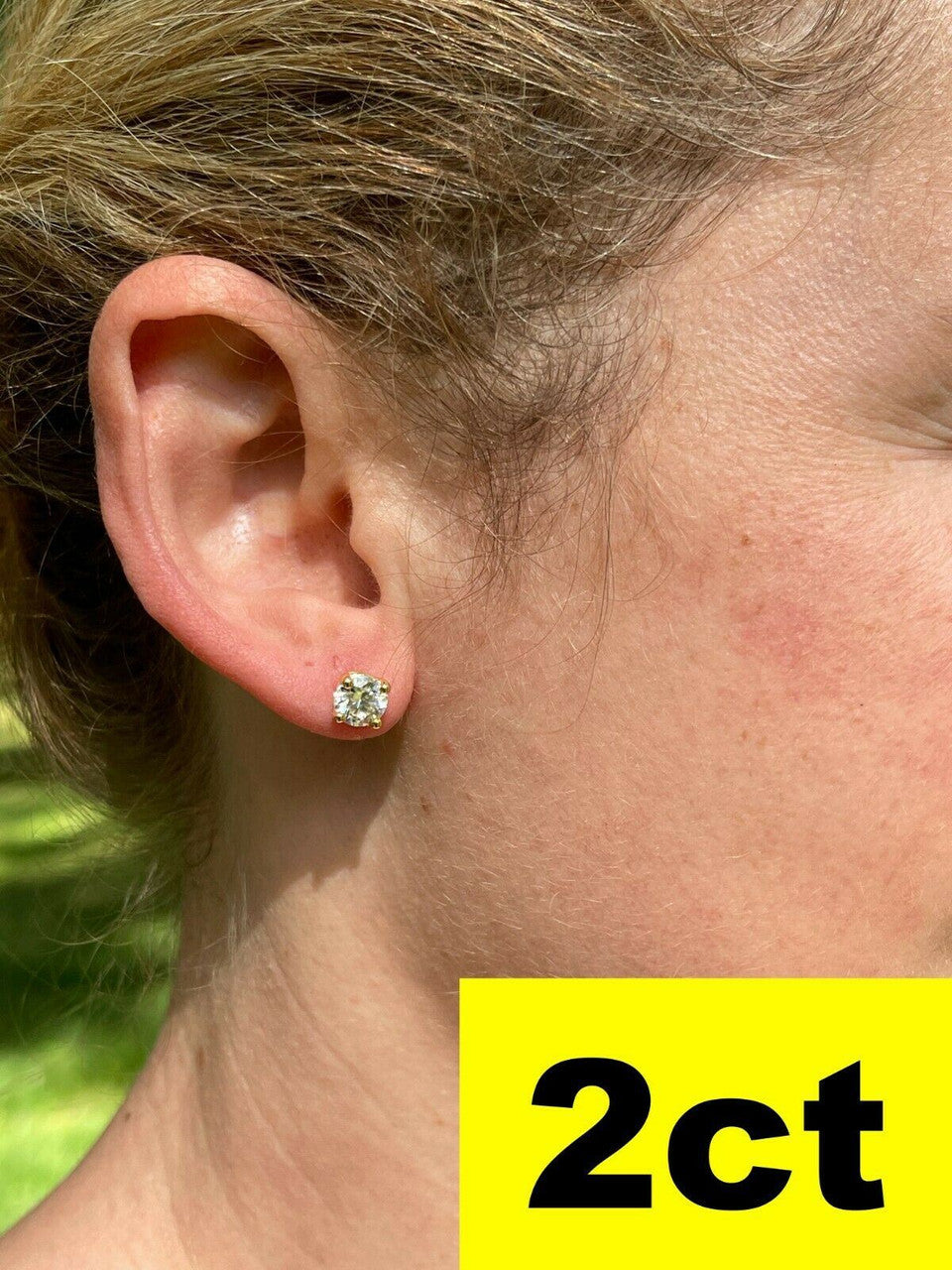 HarlemBling Real Moissanite Stud Earrings Pass Diamond Tester Size 0.2-2ct 14k Gold Vermeil