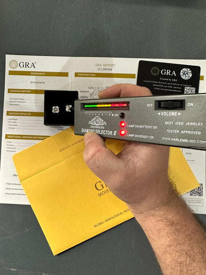 HarlemBling Real Moissanite Stud Earrings Square Asscher Cut 925 Silver Screwbacks 4mm-8mm