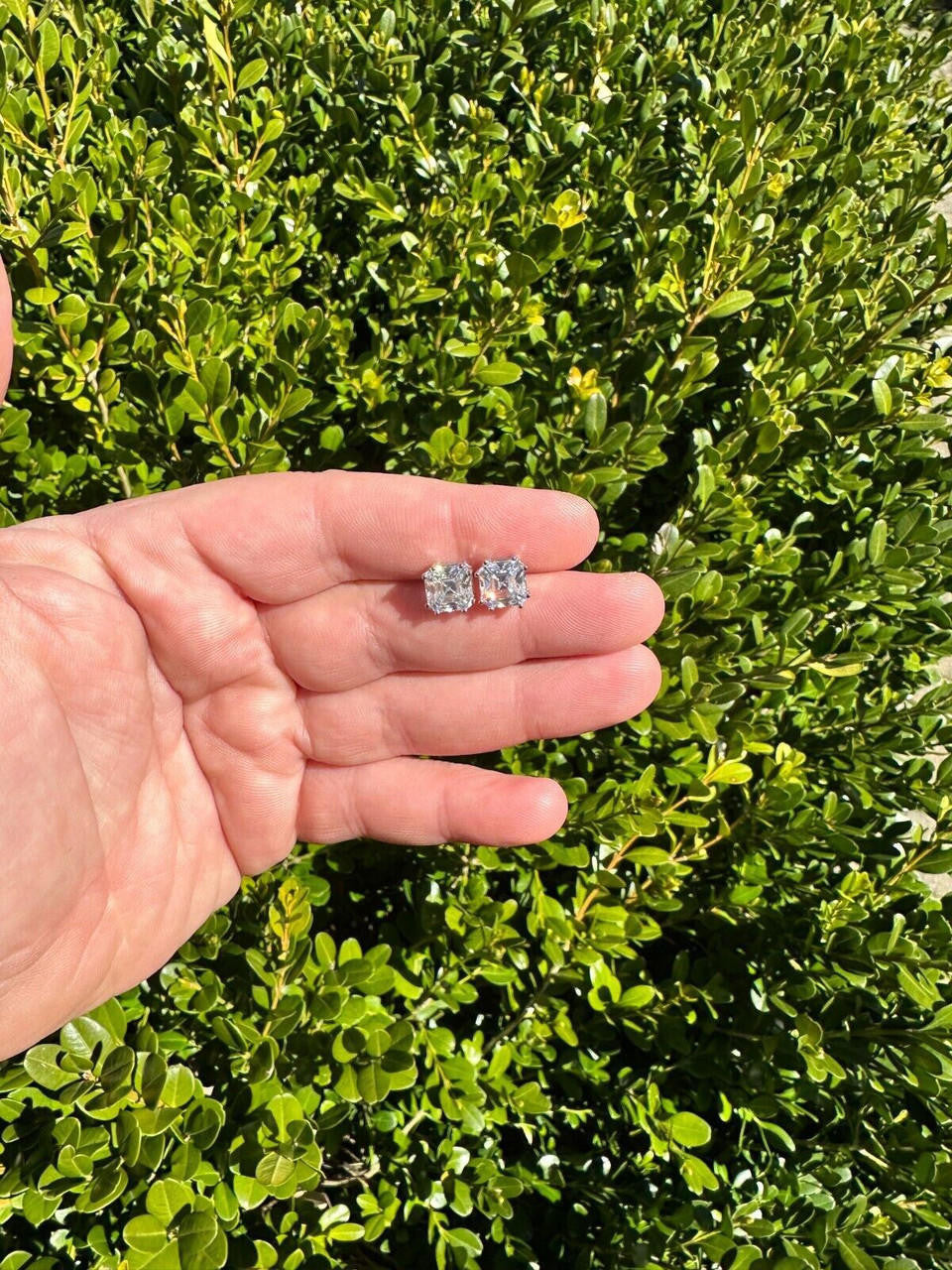 HarlemBling Real Moissanite Stud Earrings Square Asscher Cut 925 Silver Screwbacks 4mm-8mm