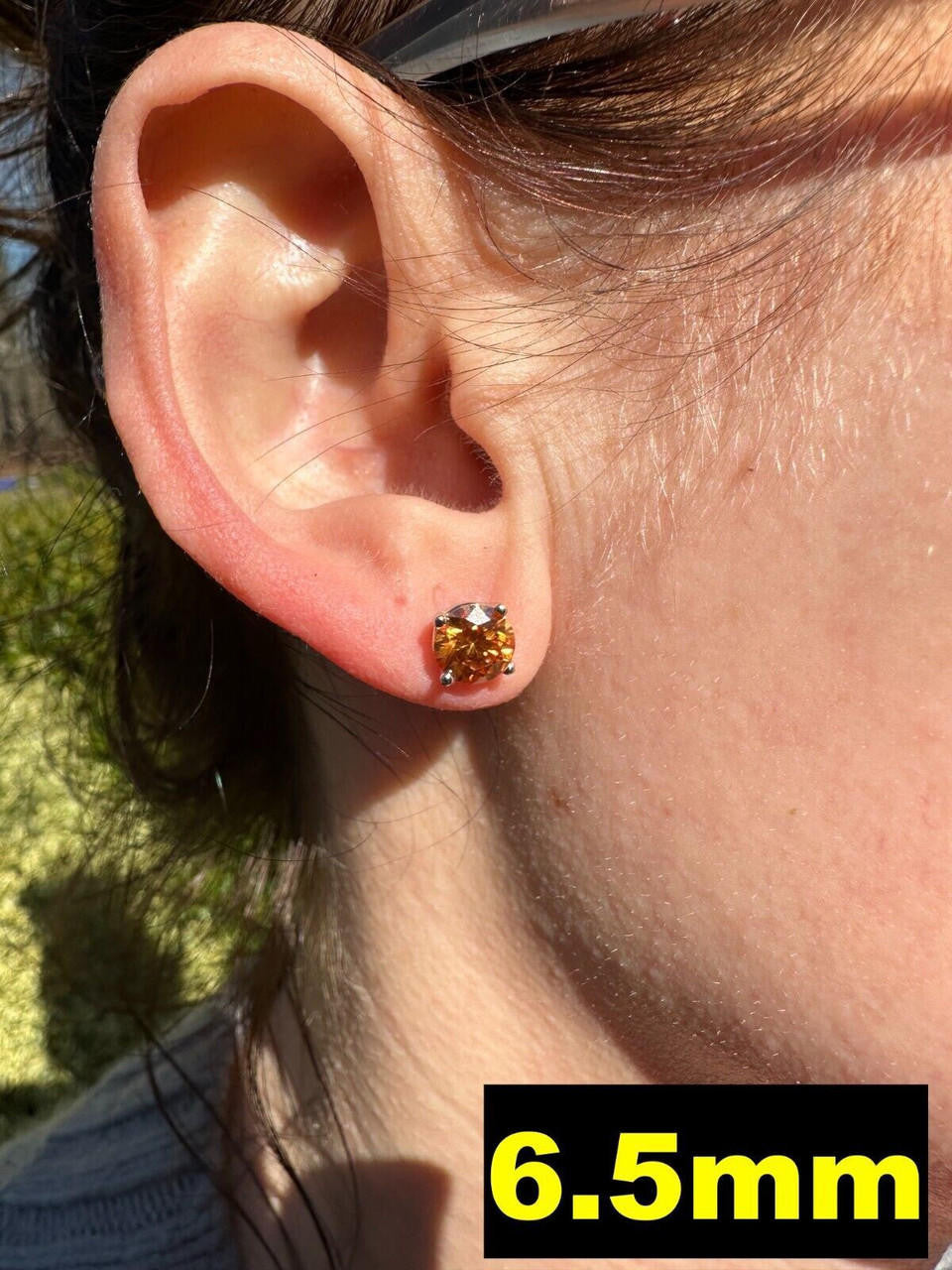 HarlemBling Real Orange Moissanite Screwback Stud Earrings 925 Silver 3-8mm Iced Pass Tester