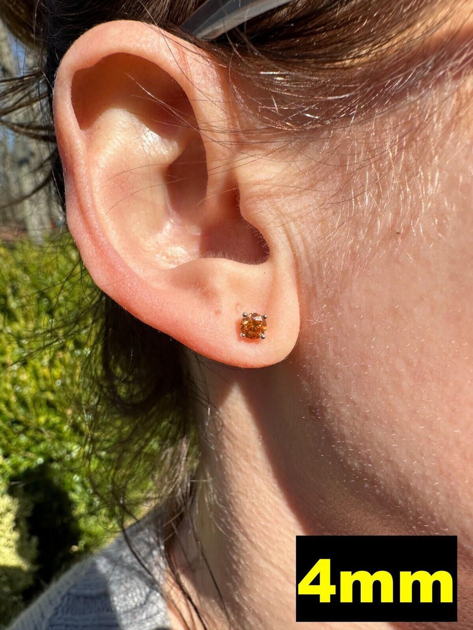 HarlemBling Real Orange Moissanite Screwback Stud Earrings 925 Silver 3-8mm Iced Pass Tester