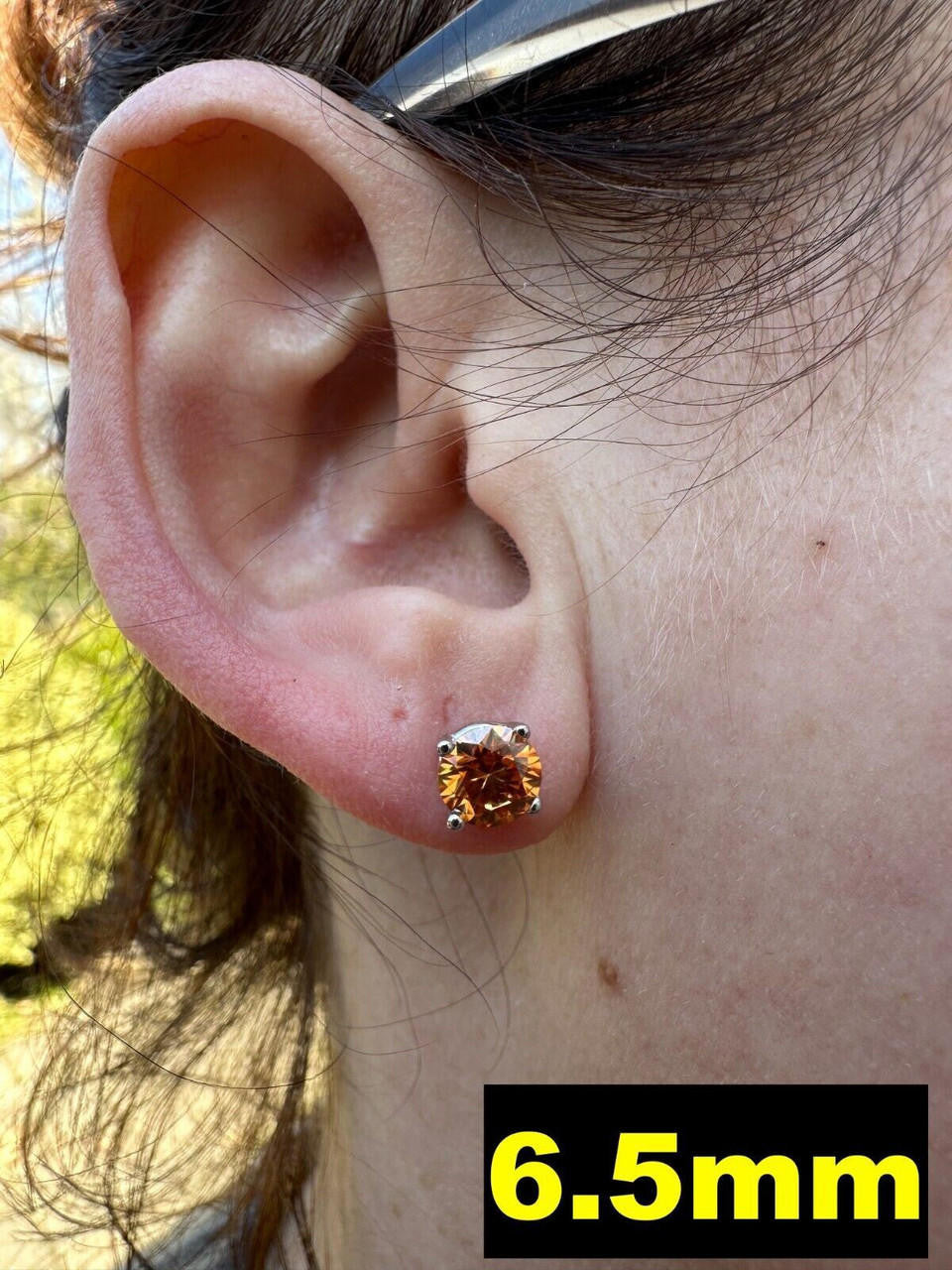 HarlemBling Real Orange Moissanite Screwback Stud Earrings 925 Silver 3-8mm Iced Pass Tester