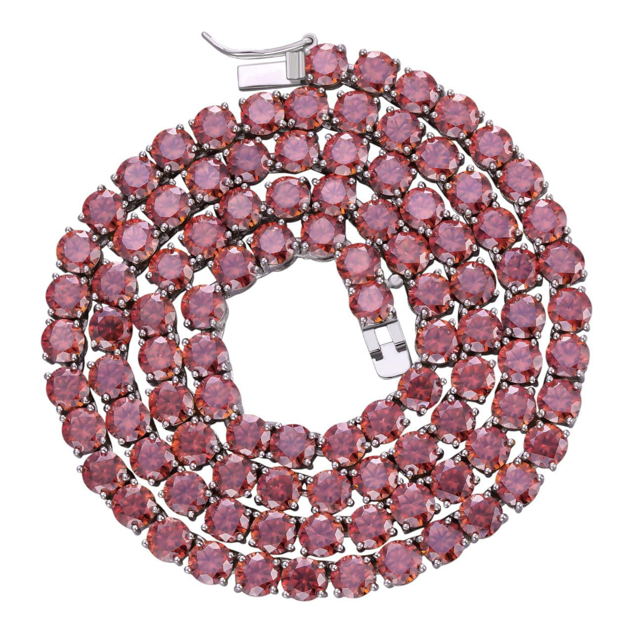 HarlemBling Real Pink MOISSANITE 5mm Tennis Chain 925 Silver Iced Necklace Pass Diamond Test