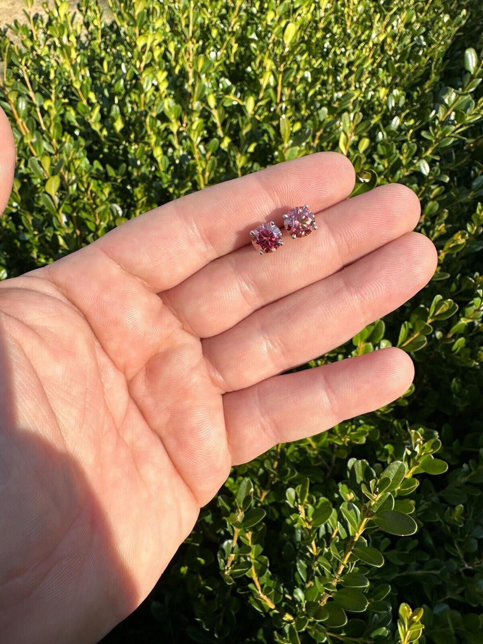 HarlemBling Real Pink Moissanite Screwback Stud Earrings 925 Silver 3-8mm Pass Diamond Test