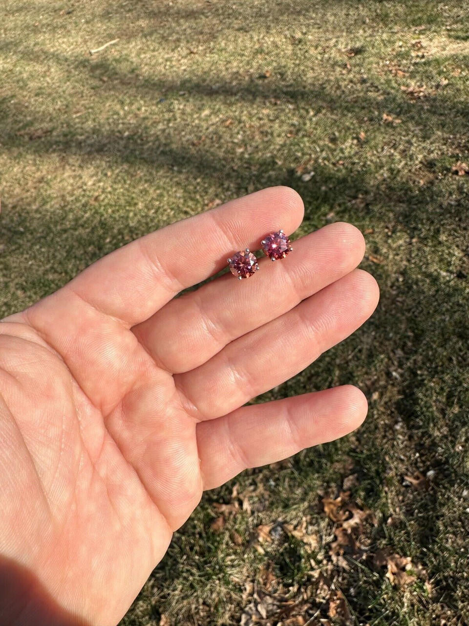 HarlemBling Real Pink Moissanite Screwback Stud Earrings 925 Silver 3-8mm Pass Diamond Test