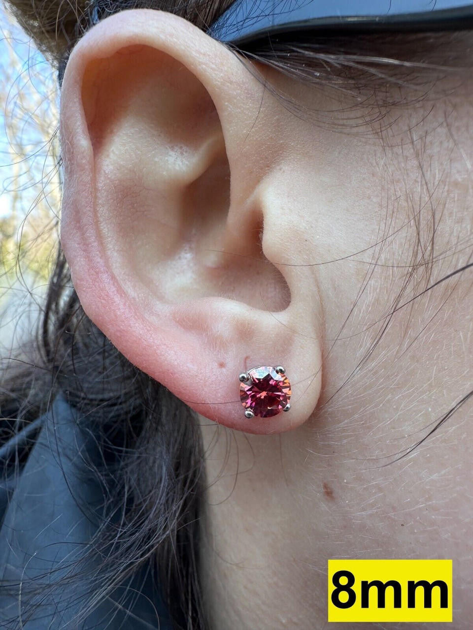 HarlemBling Real Pink Moissanite Screwback Stud Earrings 925 Silver 3-8mm Pass Diamond Test