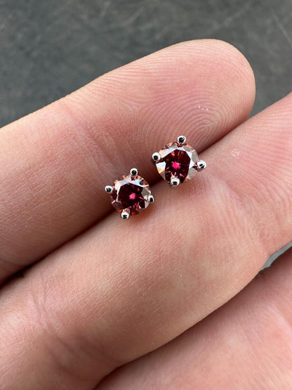 HarlemBling Real Pink Moissanite Screwback Stud Earrings 925 Silver 3-8mm Pass Diamond Test