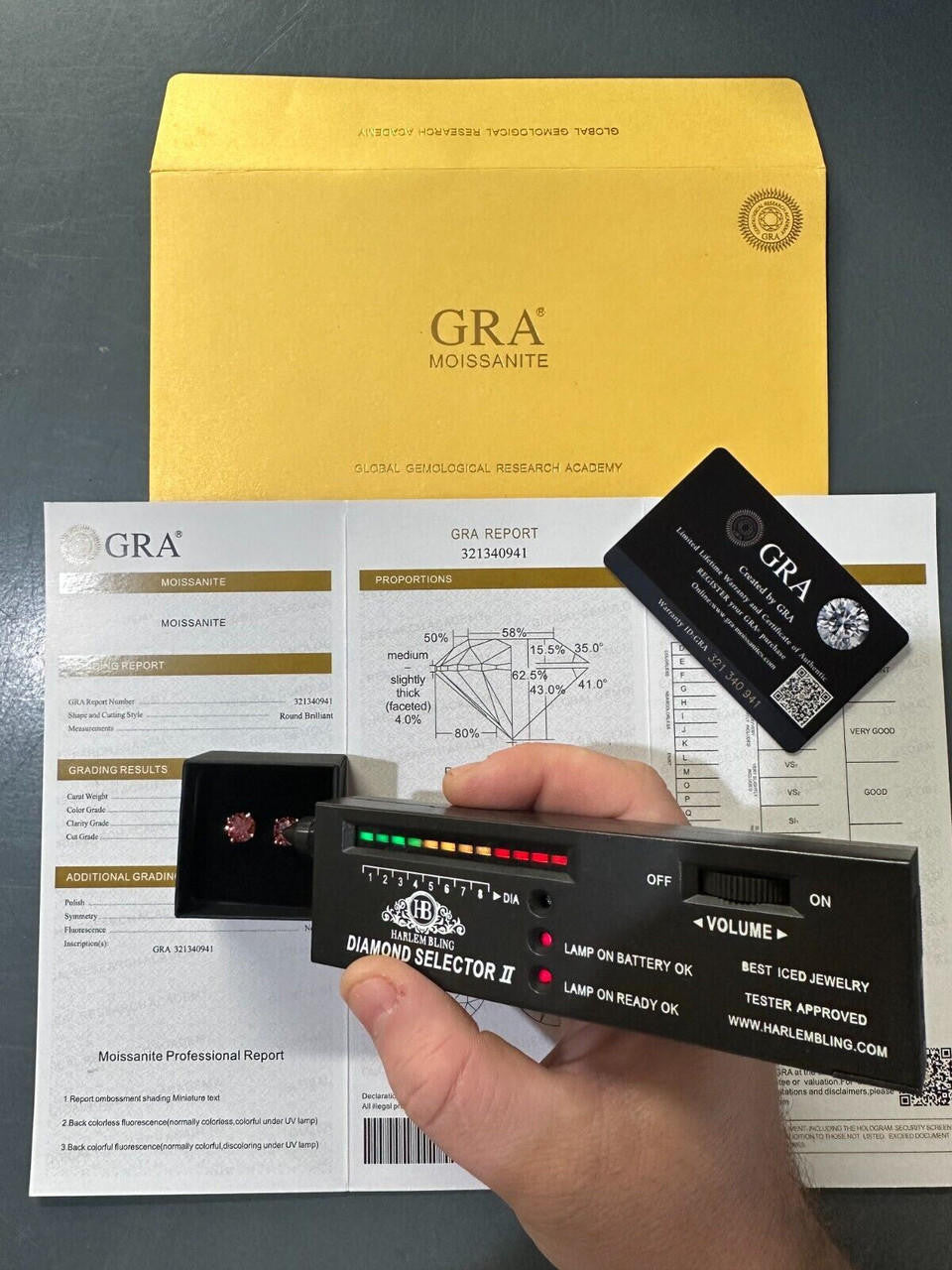 HarlemBling Real Pink Moissanite Stud Earrings 14k Rose Gold 925 Silver Mens Ladies 3-8mm