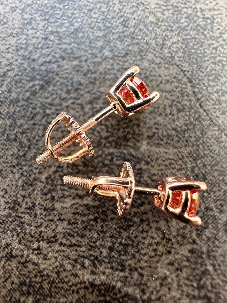 HarlemBling Real Pink Moissanite Stud Earrings 14k Rose Gold 925 Silver Mens Ladies 3-8mm