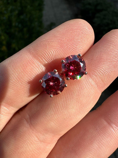 HarlemBling Real Pink Moissanite Stud Earrings 14k Rose Gold 925 Silver Mens Ladies 3-8mm