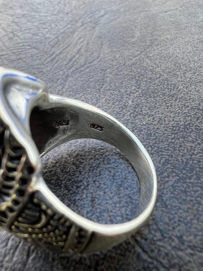 HarlemBling Real Plain Solid 925 Sterling Silver Punk Goth Skull Smoking Cigar/Joint Ring